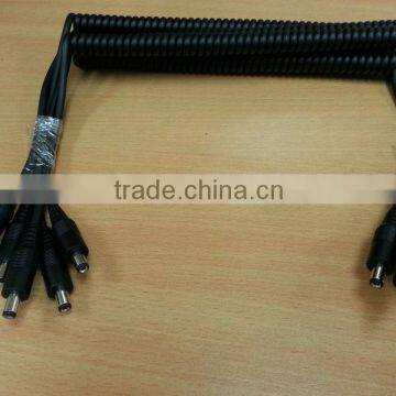 26/0.16 BC sprial cable with 4.0mm Colided and solder & molding 5.5x2.1 DC jack power cable