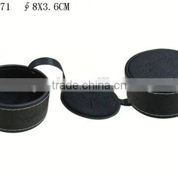 round design black PU leather cufflink box P1771