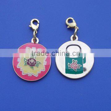 flower design round shape metal zip pull for purse bags