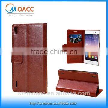 Fashion Magnetic wallet leather case for huawei ascend p7