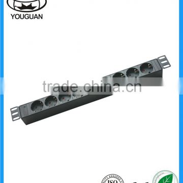 19''German Type Industrial 6 ways PDU with Indicator light and overload protection