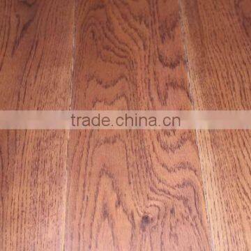 red stained hand scraped oak hardwood flooring