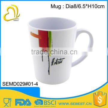 wholesale new products cutom print melamine white color mug