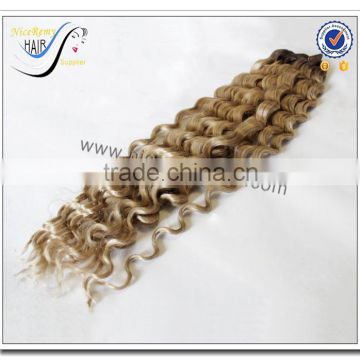 Wholesale top quality colored brazilian hair weave deep wave ombre color hair extensions