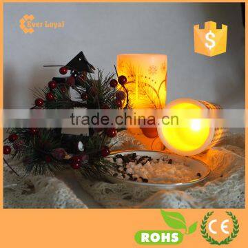 Custom Pattern Print Flameless Energy Saving LED Candle With A Soft Pale Yellow Flame