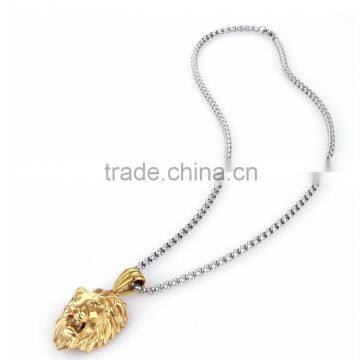 Men's Stainless Steel Animal Lion Head Shape Pendant Necklace photo-4