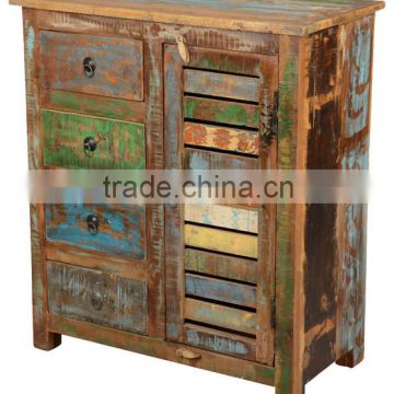 French Vintage Cabinet, Colorful Cabinets, Antique Look Reclaimed wood cabinet