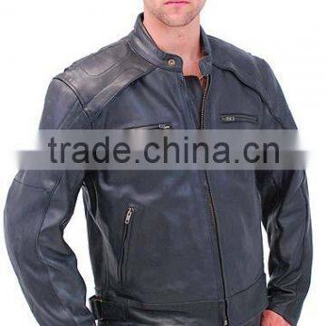 2015 New fashion Naked Leather Vented Motorcycle Jacket with Reflector Trim for mens motorbike leather jacket