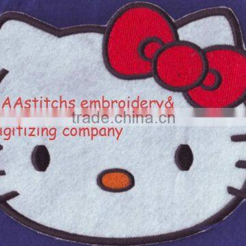 cartoon cat embroidery badges with Iron on backing design patches