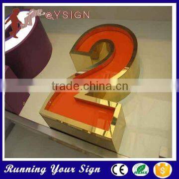 outdoor golden stainless steel letters signboard