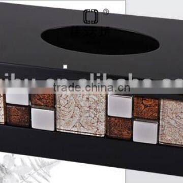 Wooden Black Mosaic Tissue Box with Cheap Price JHF14-2232B