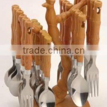 2014 newest 24pcs clear handle stainless steel cutlery set with plastic handle