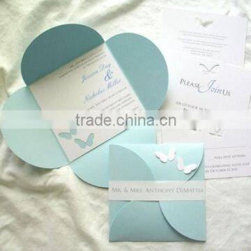 special handmade 4 folder laser cut card for wedding invitations