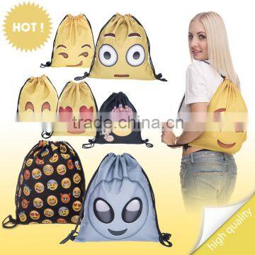 Brand New Hot Sale Drawstring Bag 3D Print Emoji Custom Printed Bags Promotion