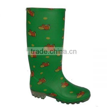 lovely cartoon print PVC rain boots,high quality jelly shoes women,OEM ladies wellies shoes