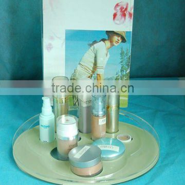 acrylic cosmetic display with back insert advertising paper