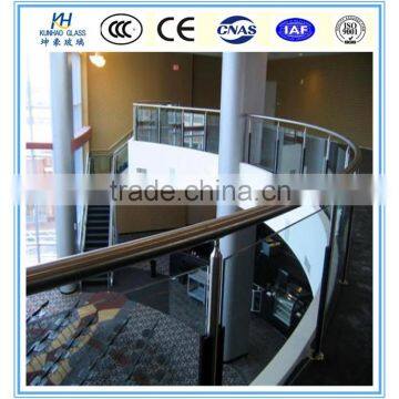 12mm Curved tempered glass emporium Railing glass