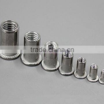 Standard M8 aluminium Hex Open end Reduced Countersunk Head Rivet Nuts