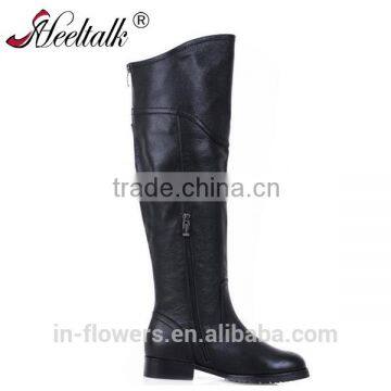 High quality block heel genuine leather knee high winter warm boots for women