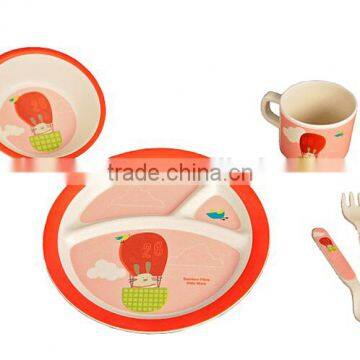 2016 New Style Eco-friendly Full Printing Bamboo Fiber Kids Dinnerware Set