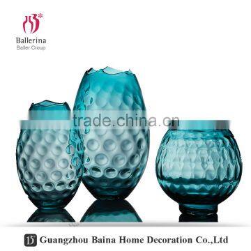 Month-blown Blue Glass Flower Vase