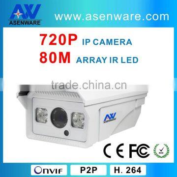 H.264 Outdoor IR 100M HD 720P 1Megapixel HD Bullet IP Camera