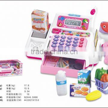 Toy Childrens plastic electrical home appliances cash register girl toy with LED lgith,calculator,scan,key chirp