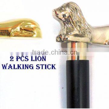 NAUTICAL BRASS 2PCS. LION HANDLE WALKING STICK / STYLISH WALKING STICK wk1171