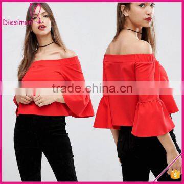 Off Shoulder SexyLatest Long Sleeve Tops Ruffle Flare Sleeve Tops