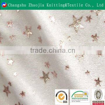 China manufacturer bronzed wholesale velvet foil printed fabric ZJ011-1