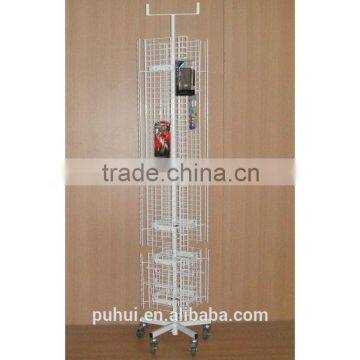 Powder Coated Floor Mobile Rotating Wire Mesh Stand photo-6