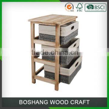 Wooden storage cabinets with wicker Drawers