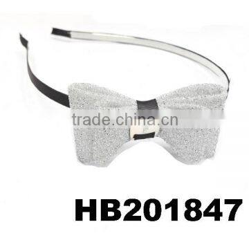 fancy flashing sequin bow ribbon covered metal headband