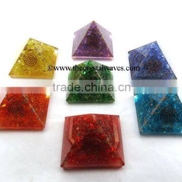 Chakra Orgonite Pyramids Dyed Quartz