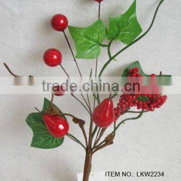 high quality newest special artificial holly leaf and foam red berry pick 10" branches pick for chrismas home decoration pick