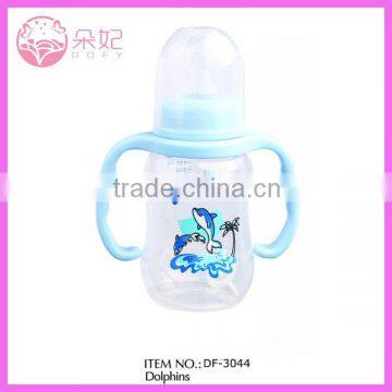 factory wholesale glass baby bottle with handle and straw
