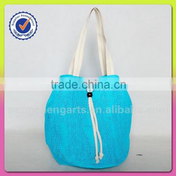 Women straw paper shoulder bag and beach bag draw string