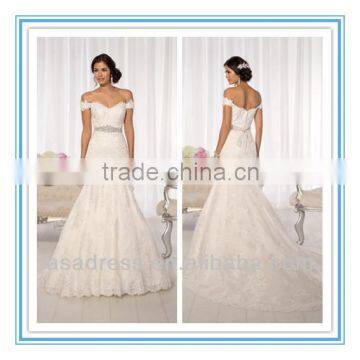 WDES-1054 Beading Romantic Off Shoulder Mermaid Lace Wedding Dress patterns