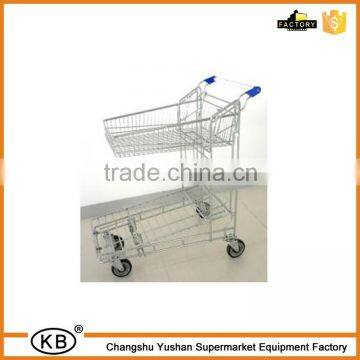 2 layers hand metal industrial trolleys