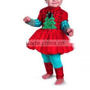 High quality wholesale spider men printed baby girls dress designs