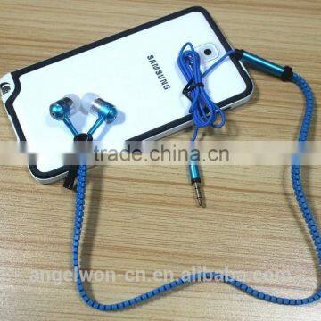 Colorful wired metal zipper in-ear earphone for IPhone 4/5/6