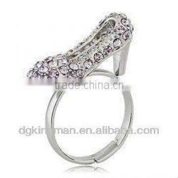 2013 New Design 925 Sterling Silver Ladies Finger Ring With White Diamond