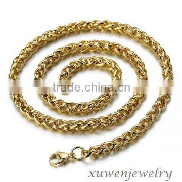 3mm mens gold tone wheat link 316l stainless steel chain to make jewelry