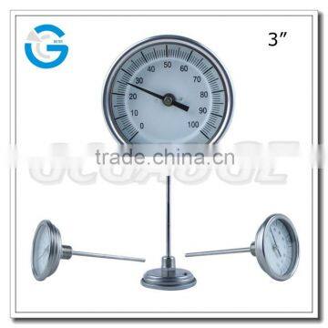 High quality back connection fully stainless steel bimetal thermometer with crimped ring