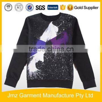 100% cotton sweaters fleece sweatshirt all over print in clothing factory