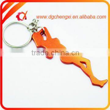 promotion aluminum beauty shaped bottle opener keychain