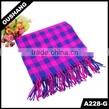 A228-G Purple Scarves Tartan Pashmina Scarf Yarn