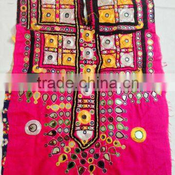 Vintage mirror work old dress tribal gypsy women dress hand embroidered banjara yoke