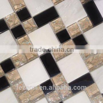 super white stone glass mix mosaic tile kitchen backsplash tile