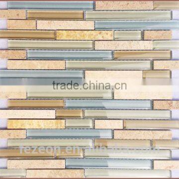 Linear Stone and Glass Mosaic Tiles for Wall Decoration